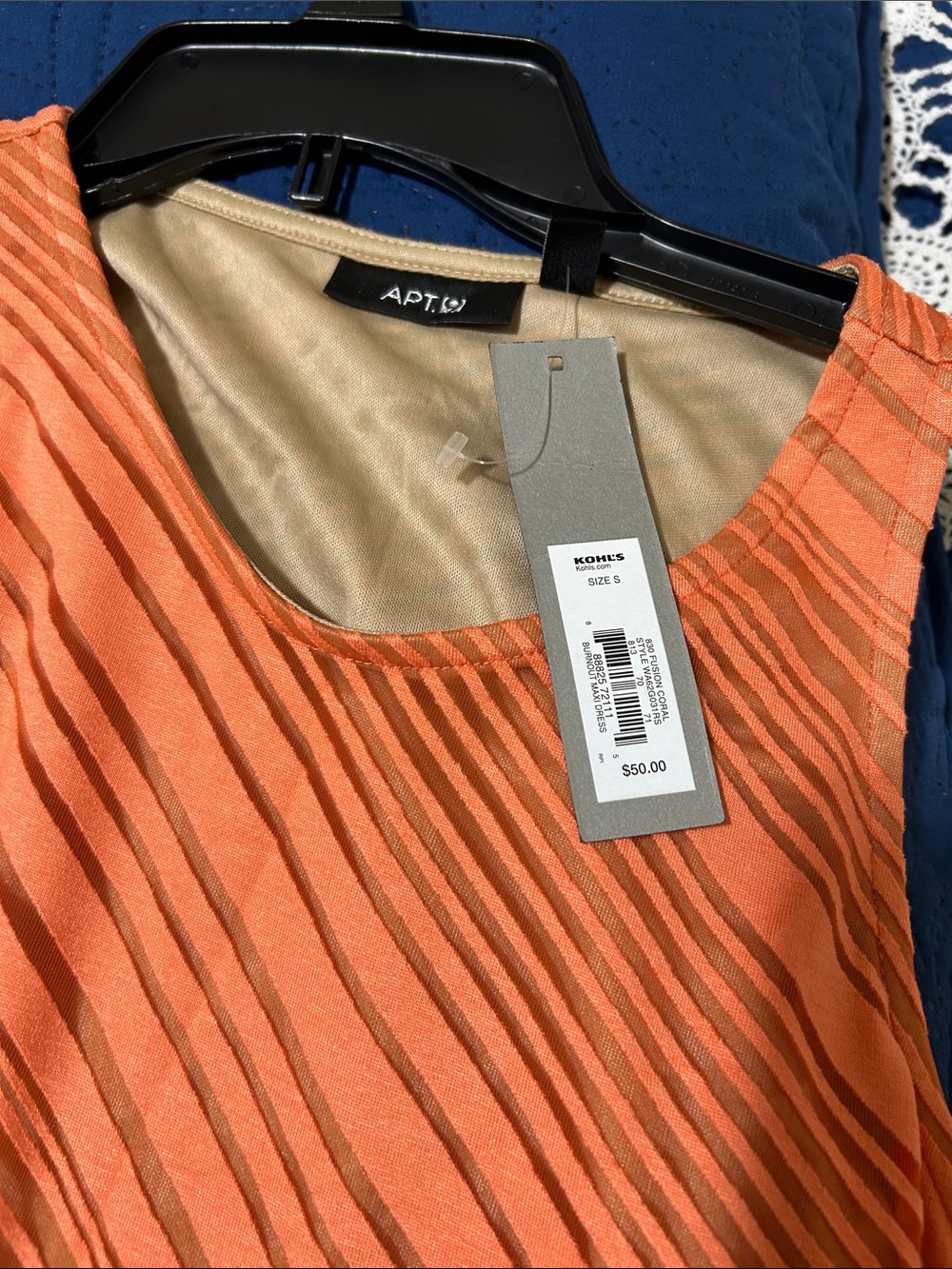 Apt. 9 Coral and Tan Striped Maxi Dress